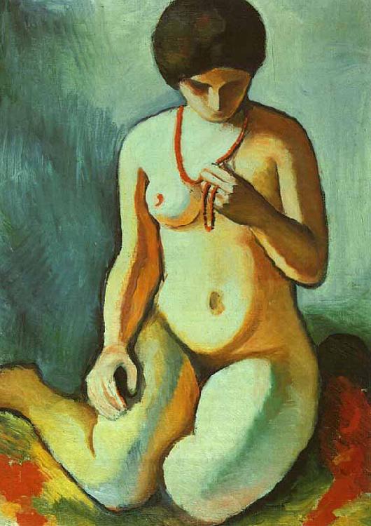 August Macke Nude with Coral Necklace China oil painting art